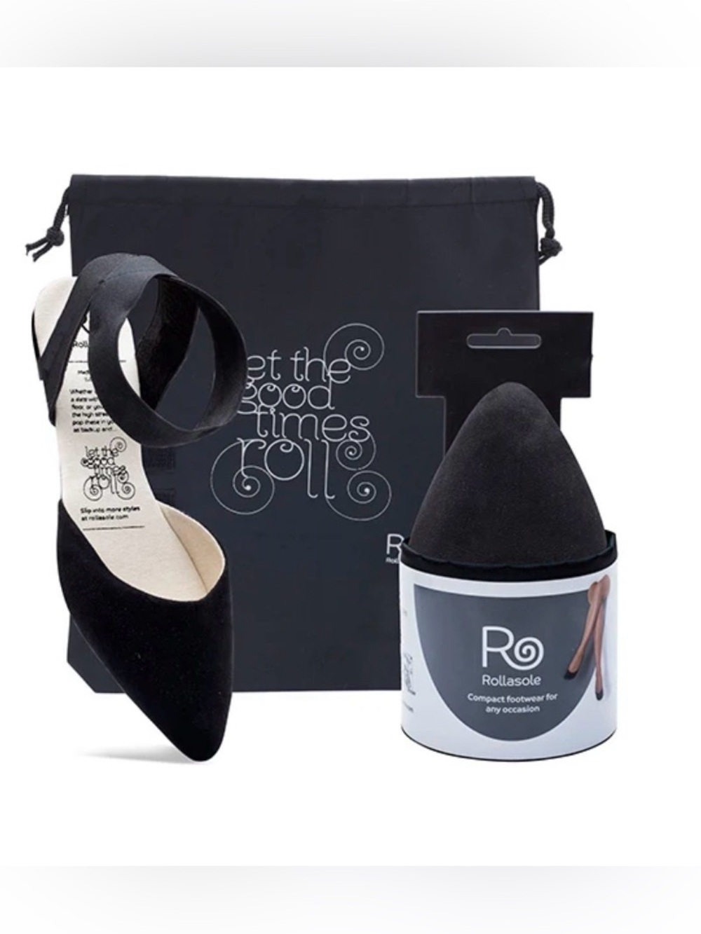 Rollasole Black Firefly Flats size S (5.5 to 6.5 shoe size) Packable Travel